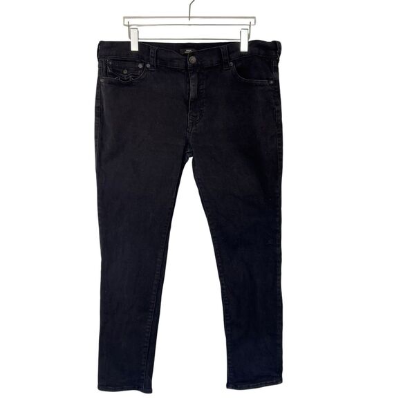 True Religion Rocco Relaxed Skinny Jeans Black Wash Flap Pockets Size 40 GUC